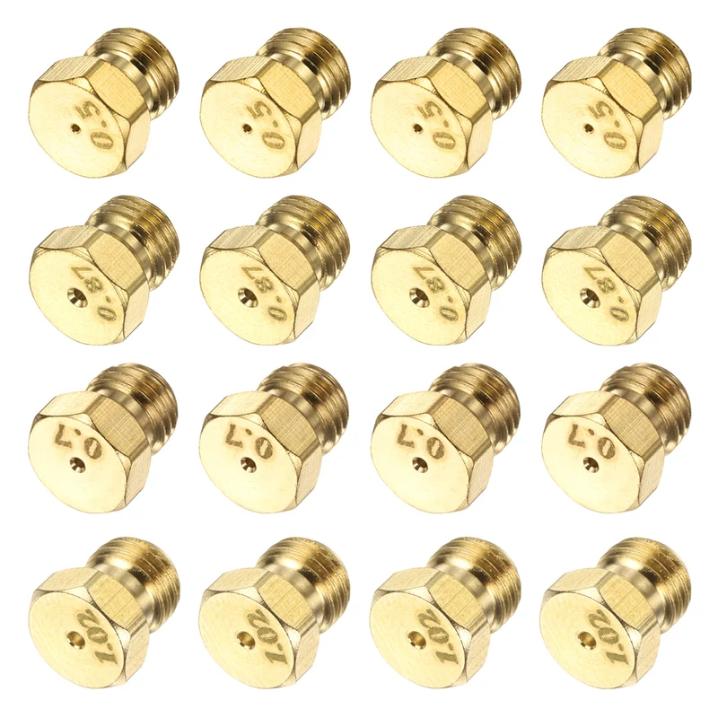 4Set Brass Jet Nozzles, M6 x 0.75 Gas Conversion（0.5/0.7/0.87/1.02mm） Replaces