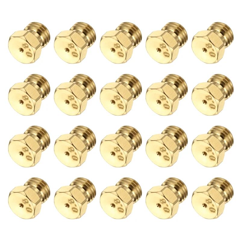 20Pcs Brass Jet Nozzles, M6 x 0.75 Gas Conversion Kit（0.8mm） Replacement Part