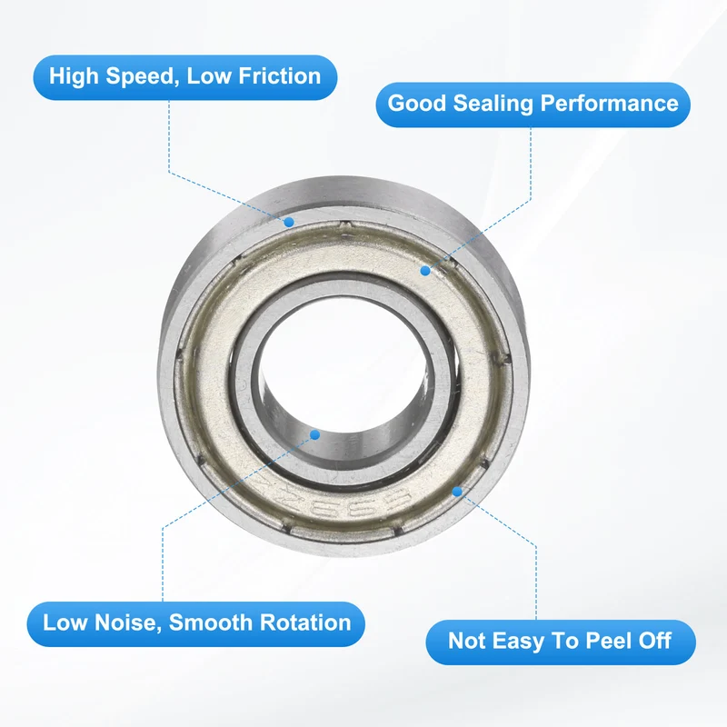 698ZZ 8x19x6mm Deep Groove Ball Bearing, 8Pcs Metal Sealed Industrial Bearing