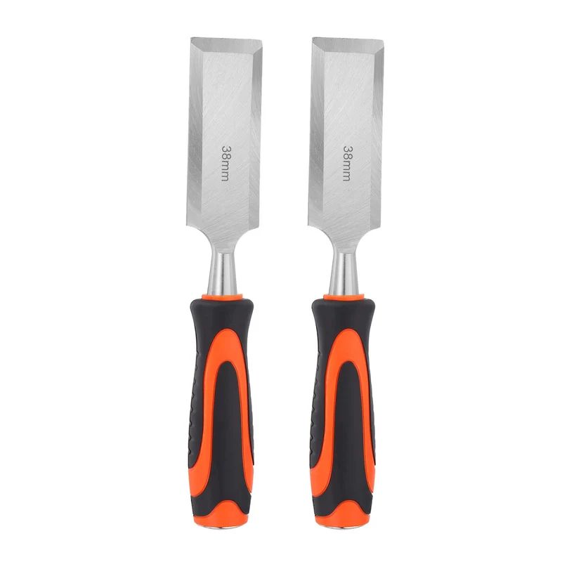 2pcs Wood Chisel 1-1/2" CR-V Steel Beveled Edge Blade Wood Woodworking Tools