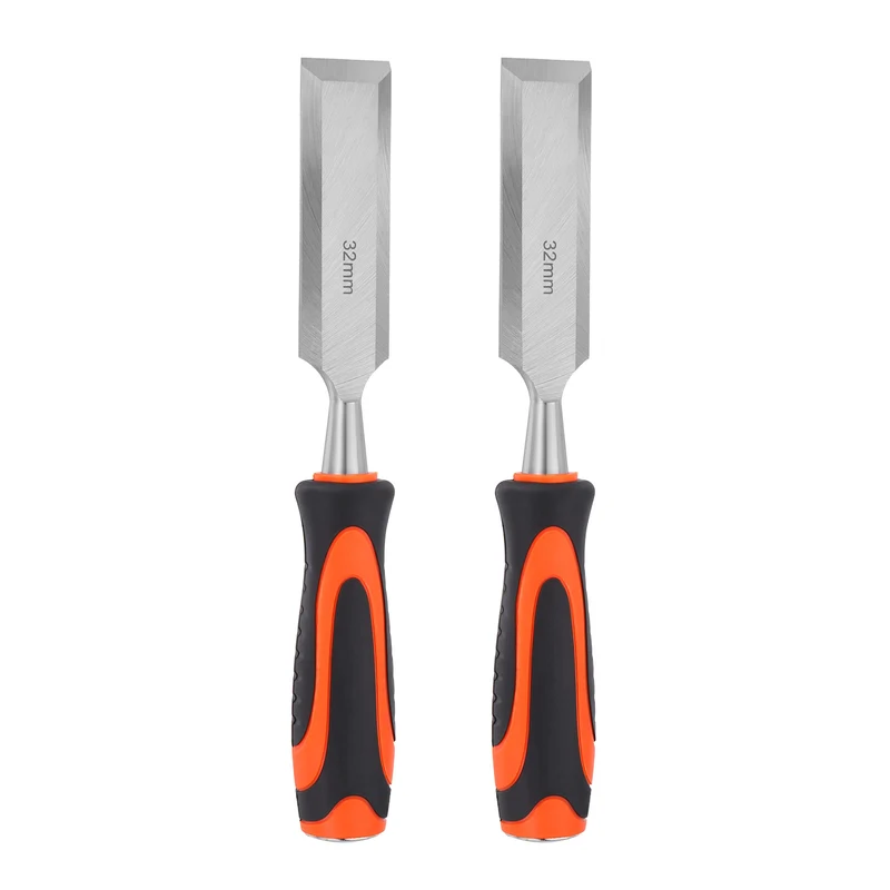 2pcs Wood Chisel 1-1/4" CR-V Steel Beveled Edge Blade Wood Woodworking Tools
