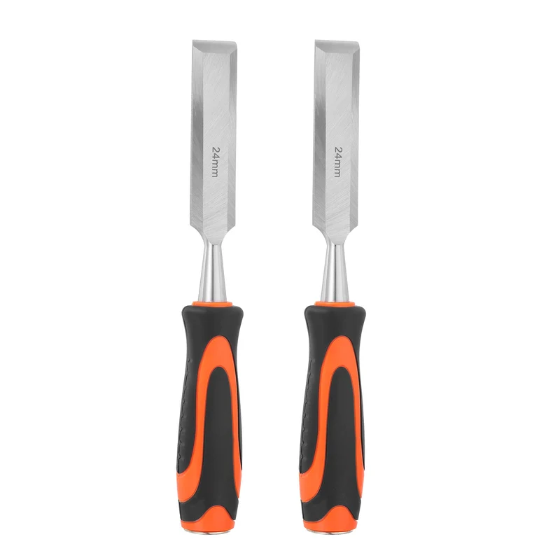 2pcs Wood Chisel 15/16" CR-V Steel Beveled Edge Blade Wood Woodworking Tools
