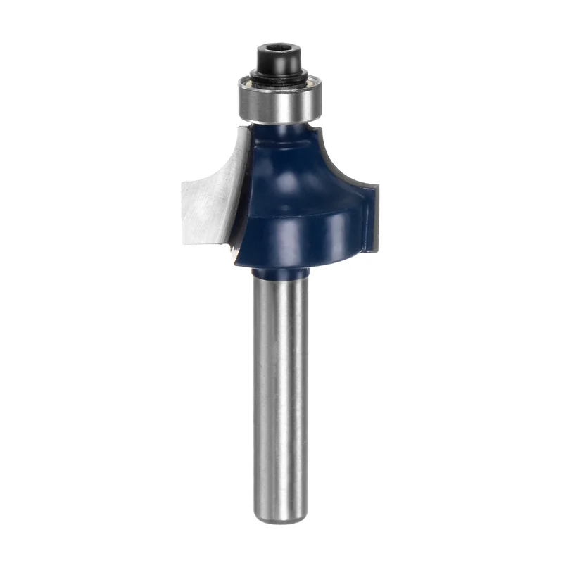 Roundover Router Bit 1/4 Shank 3/16" Radius Carbide Tipped Edge Rounding Over Bit with Bearing Guide, Woodworking Milling Tool Blue