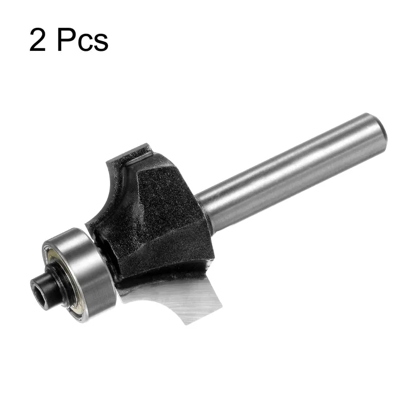 2pcs Roundover Router Bit 1/4 Shank 1/4" Radius Carbide Tipped Edge Rounding Over Bit with Bearing Guide, Woodworking Milling Tool