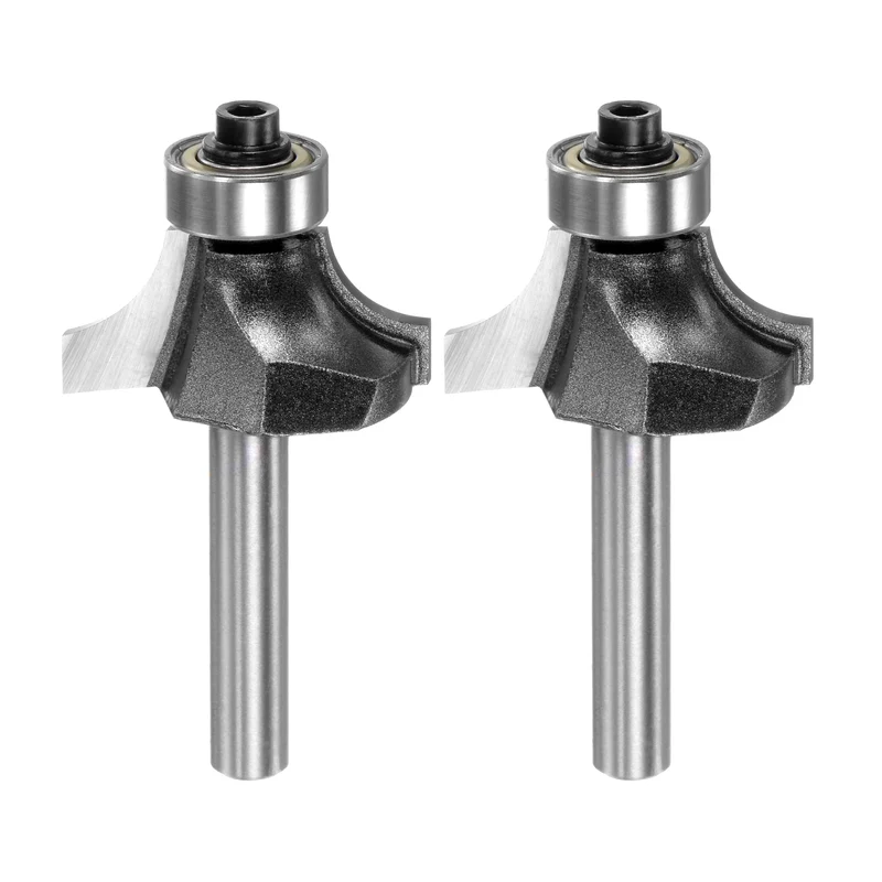 2pcs Roundover Router Bit 1/4 Shank 5/16" Radius Carbide Tipped Edge Rounding Over Bit with Bearing Guide, Woodworking Milling Tool