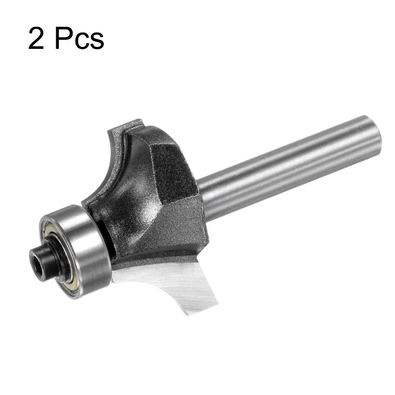 2pcs Roundover Router Bit 1/4 Shank 5/16" Radius Carbide Tipped Edge Rounding Over Bit with Bearing Guide, Woodworking Milling Tool