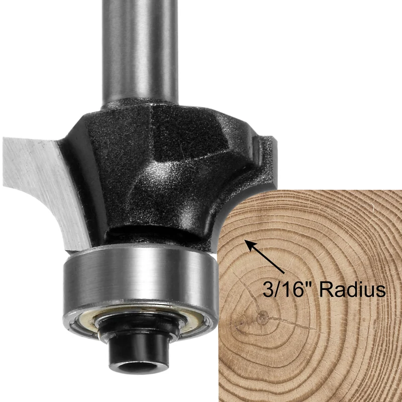 2pcs Roundover Router Bit 1/4 Shank 3/16" Radius Carbide Tipped Tool