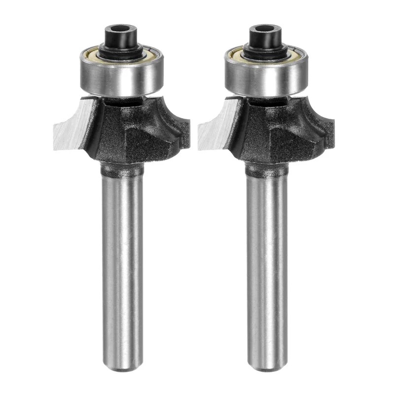 2pcs Roundover Router Bit 1/4 Shank 5/32" Radius Carbide Tipped Edge Rounding Over Bit with Bearing Guide, Woodworking Milling Tool