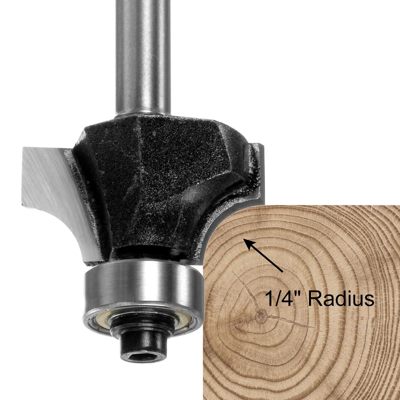 Roundover Router Bit 15/64" Shank 1/4" Radius Carbide Tipped Tool