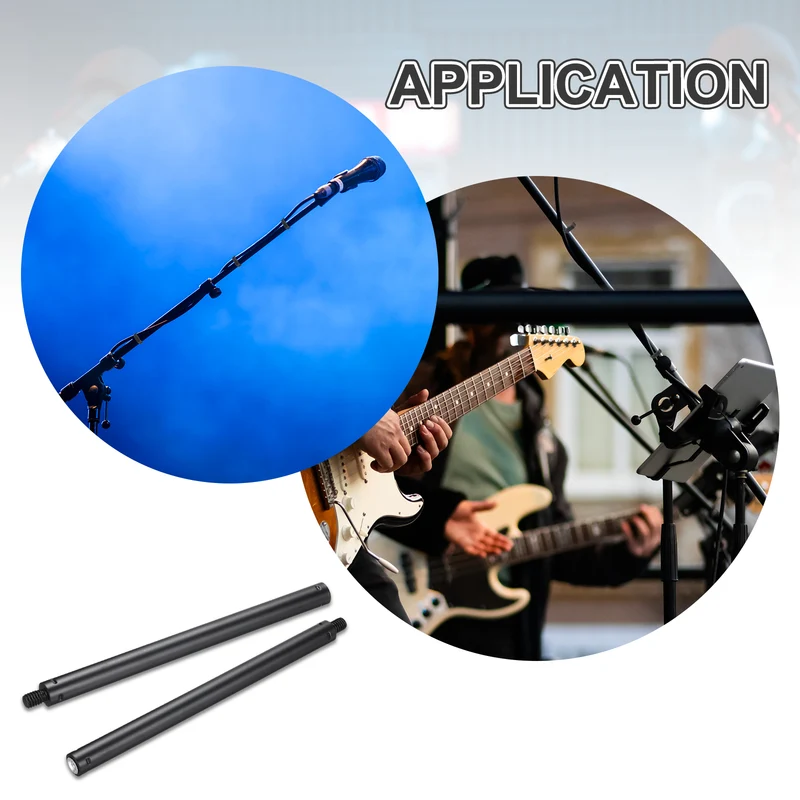 2 Pcs Metal Microphone Stand Extension Tube 1/4" to 3/8", 8.27x0.6 Inch, Black