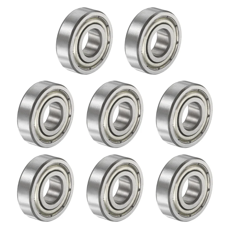 697ZZ 7x17x5mm Deep Groove Ball Bearing, 8Pcs Metal Sealed Industrial Bearing