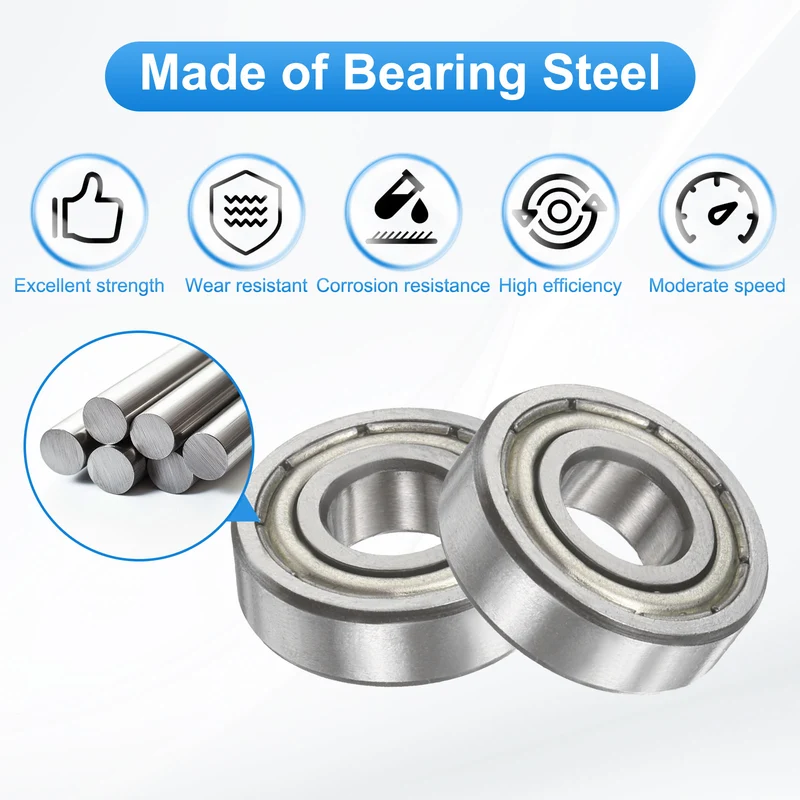 697ZZ 7x17x5mm Deep Groove Ball Bearing, 8Pcs Metal Sealed Industrial Bearing