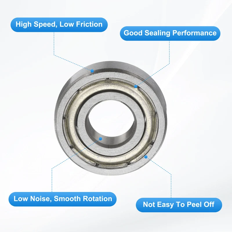 697ZZ 7x17x5mm Deep Groove Ball Bearing, 8Pcs Metal Sealed Industrial Bearing