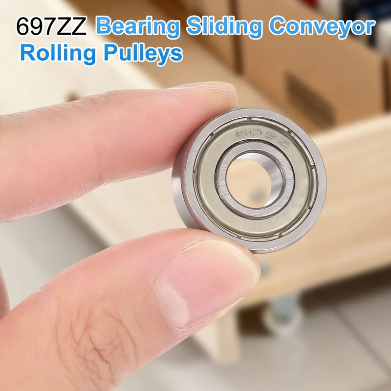 697ZZ 7x17x5mm Deep Groove Ball Bearing, 8Pcs Metal Sealed Industrial Bearing