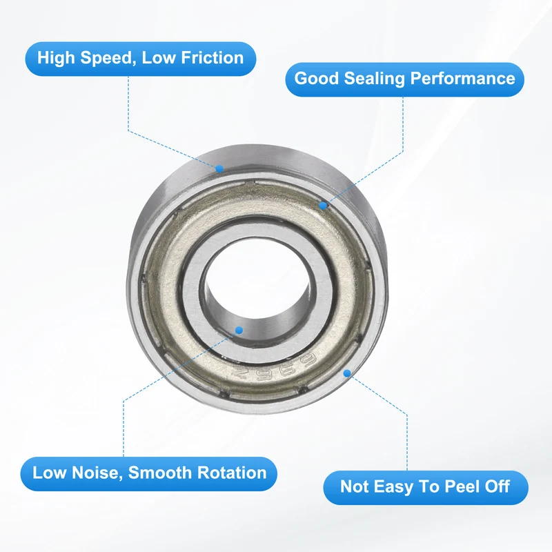 696ZZ 6x15x5mm Deep Groove Ball Bearing, 8Pcs Metal Sealed Industrial Bearing