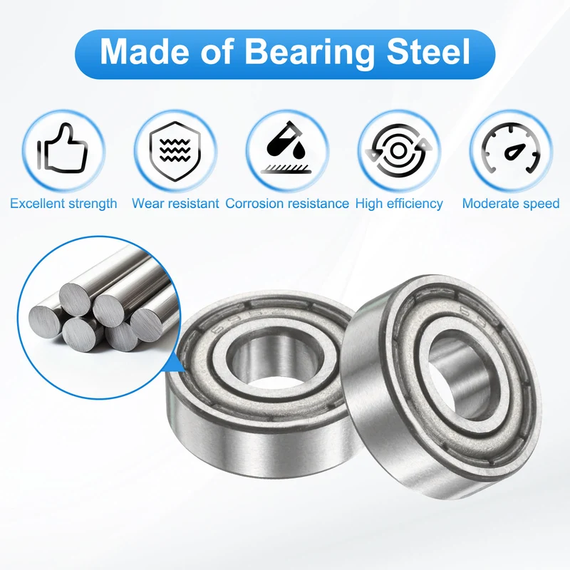 695ZZ 5x13x4mm Deep Groove Ball Bearing, 8Pcs Metal Sealed Industrial Bearing