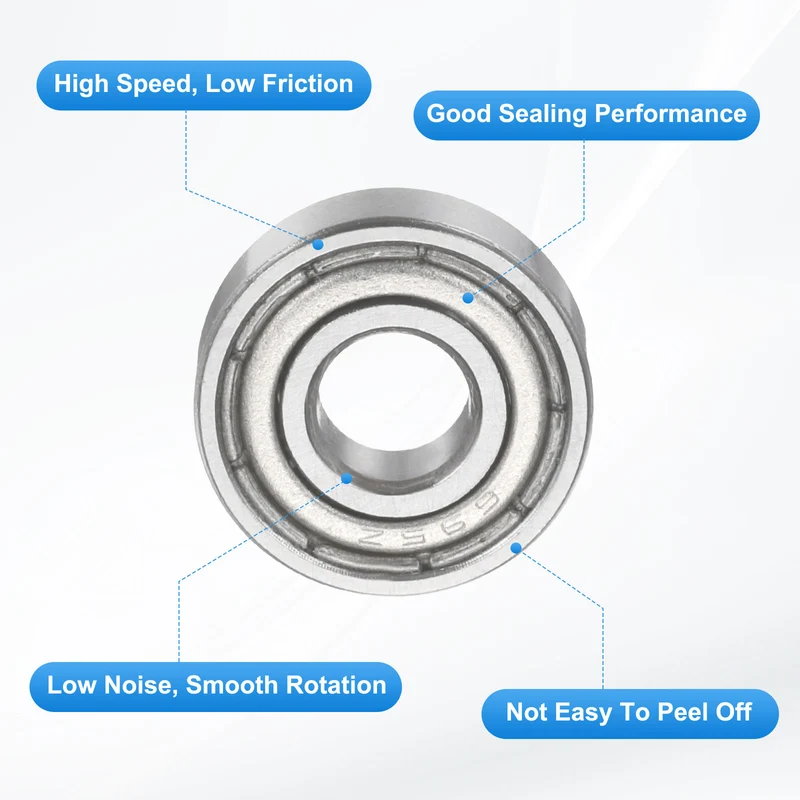 695ZZ 5x13x4mm Deep Groove Ball Bearing, 8Pcs Metal Sealed Industrial Bearing
