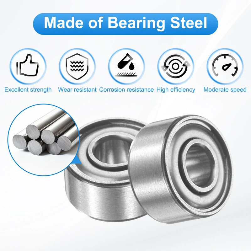 693ZZ 3x8x4mm Deep Groove Ball Bearing, 8Pcs Metal Sealed Industrial Bearing