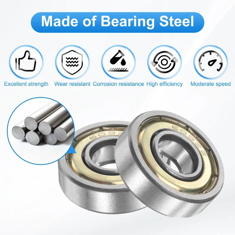609ZZ 9x24x7mm Deep Groove Ball Bearing, 20Pcs Metal Sealed Industrial Bearing
