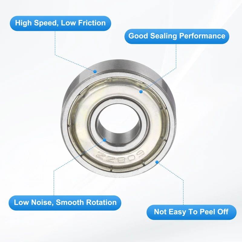 608ZZ 8x22x7mm Deep Groove Ball Bearing, 20Pcs Metal Sealed Industrial Bearing