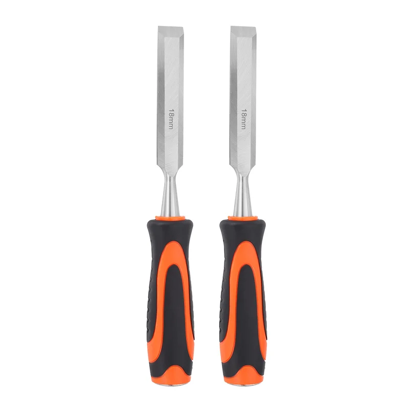 2pcs Wood Chisel 11/16" CR-V Steel Beveled Edge Blade Wood Woodworking Tools