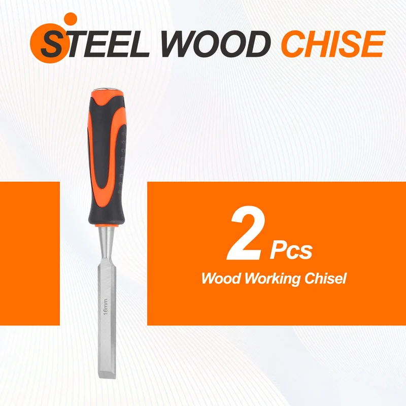 2pcs Wood Chisel 5/8" CR-V Steel Beveled Edge Blade Wood Woodworking Tools