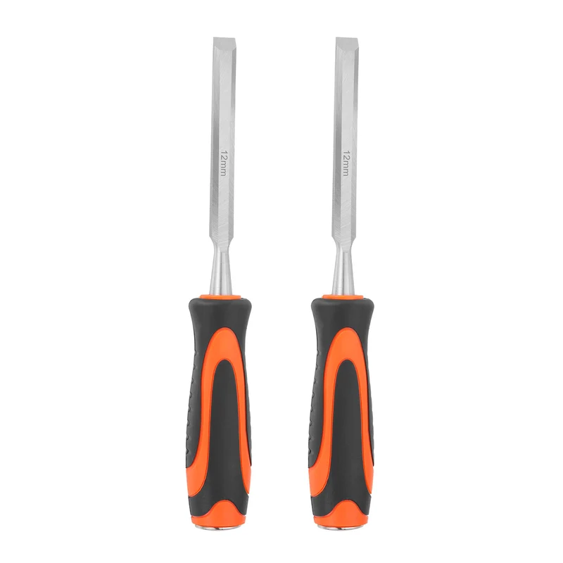 2pcs Wood Chisel 1/2" CR-V Steel Beveled Edge Blade Wood Woodworking Tools