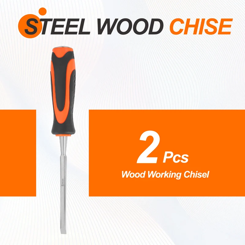 2pcs Wood Chisel 5/16" CR-V Steel Beveled Edge Blade Wood Woodworking Tools