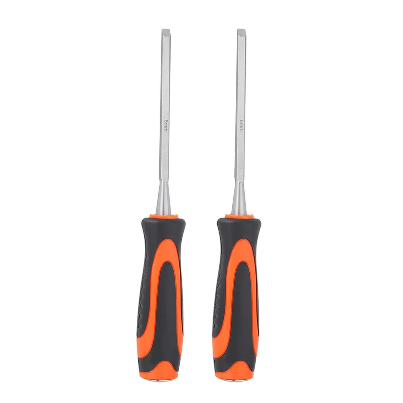 2pcs Wood Chisel 1/4" CR-V Steel Beveled Edge Blade Wood Woodworking Tools