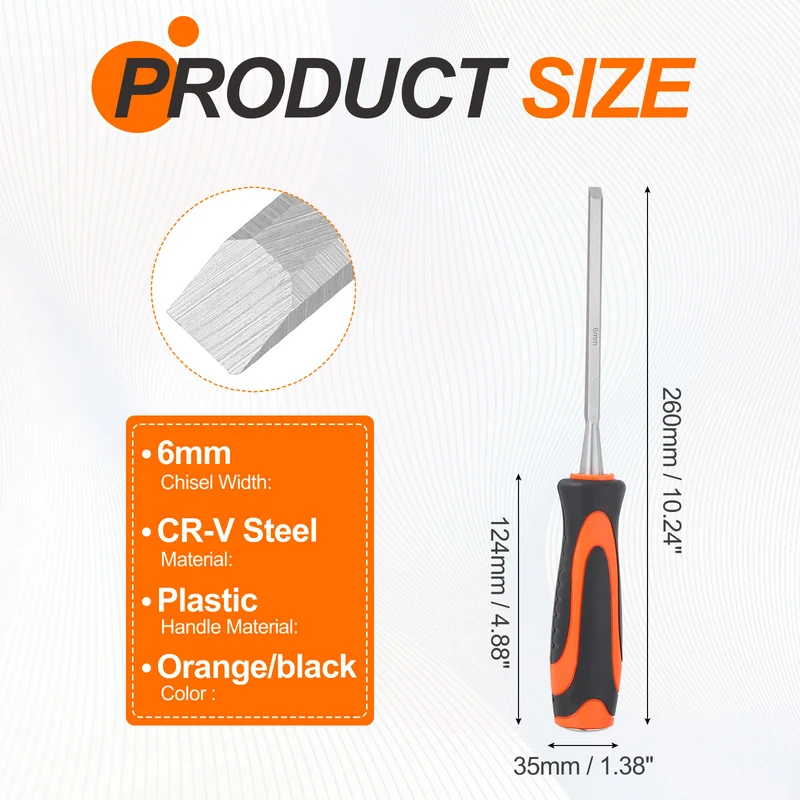 2pcs Wood Chisel 1/4" CR-V Steel Beveled Edge Blade Wood Woodworking Tools