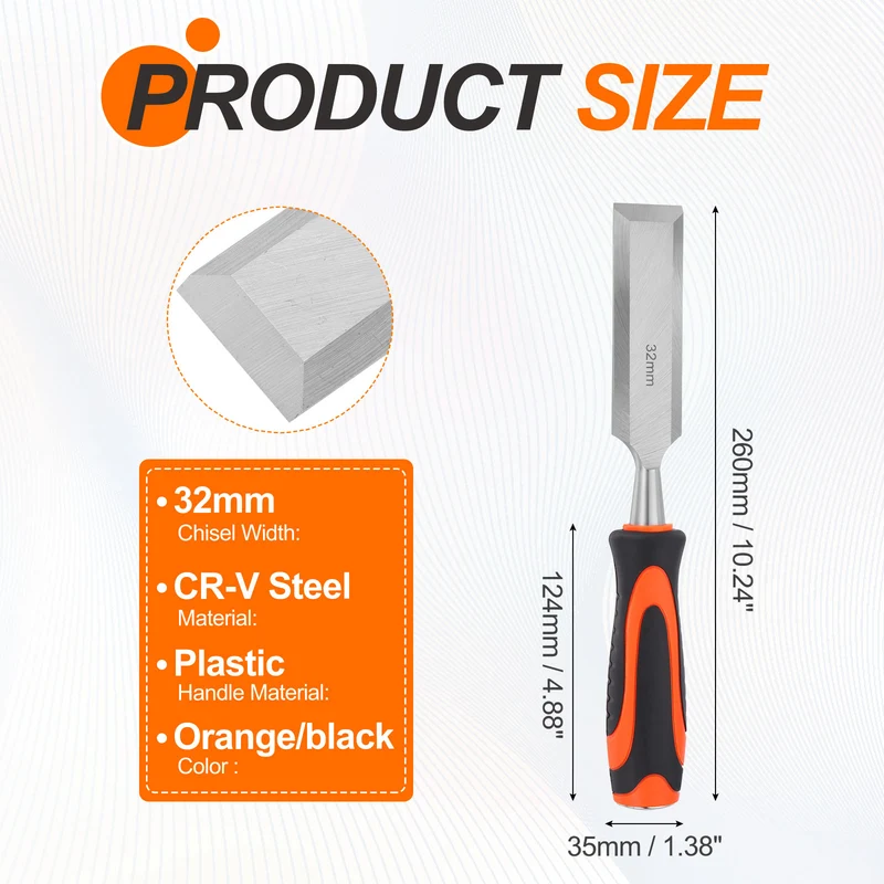 Wood Chisel 1-1/4" CR-V Steel Beveled Edge Blade Wood Woodworking Tools