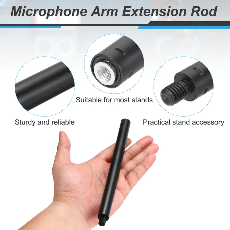 2 Pcs Metal Microphone Stand Extension Tube 3/8" to 1/4", 8.27x0.6 Inch, Black