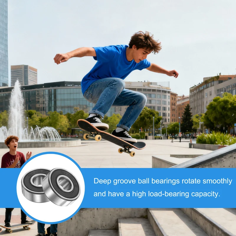 607RS 7x19x6mm Deep Groove Ball Bearing, 8Pcs Plastic Sealed Industrial Bearing