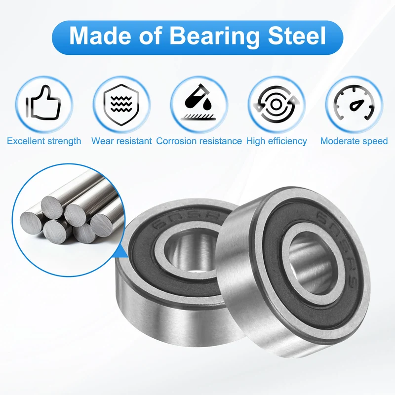 605RS 5x14x5mm Deep Groove Ball Bearing, 8Pcs Plastic Sealed Industrial Bearing