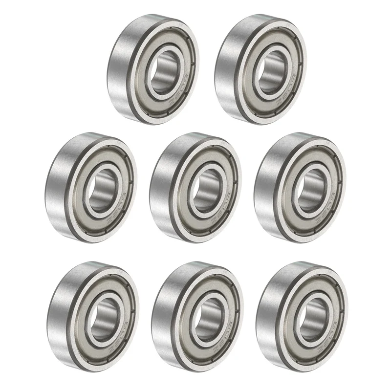 609ZZ 9x24x7mm Deep Groove Ball Bearing, 8Pcs Metal Sealed Industrial Bearing