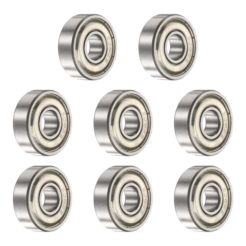 608ZZ 8x22x7mm Deep Groove Ball Bearing, 8Pcs Metal Sealed Industrial Bearing