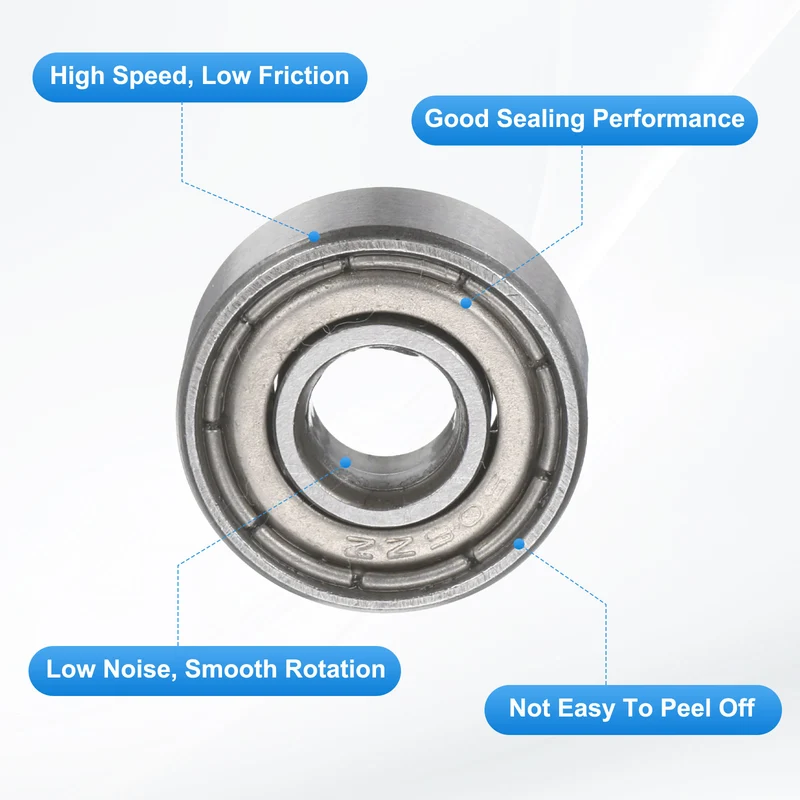606ZZ 6x17x6mm Deep Groove Ball Bearing, 8Pcs Metal Sealed Industrial Bearing