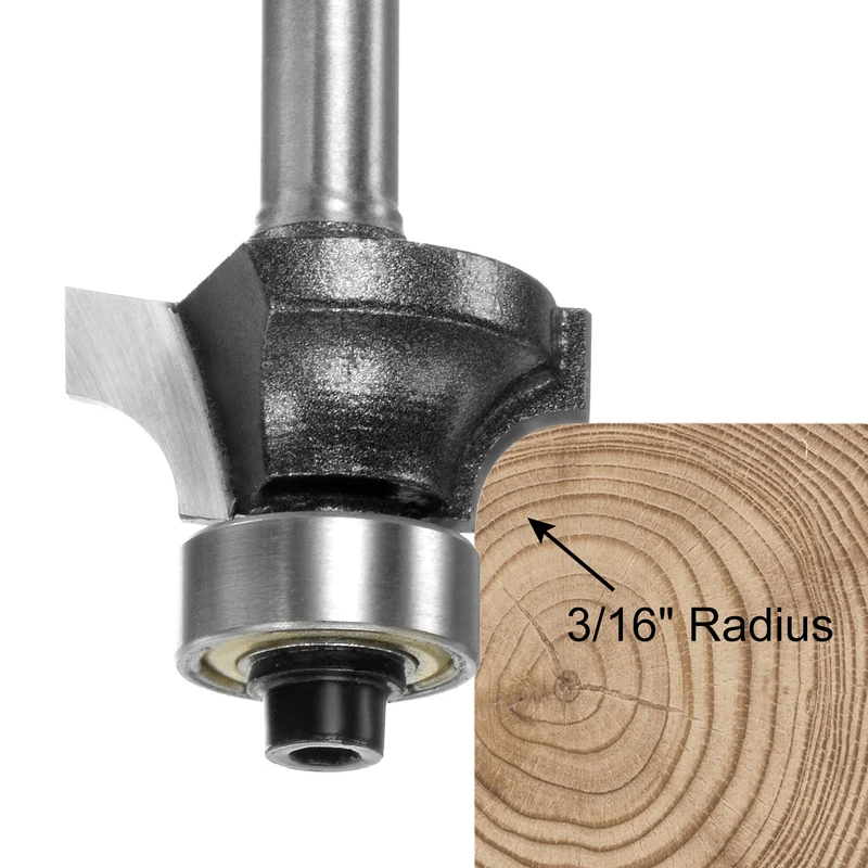 Roundover Router Bit 15/64" Shank 3/16" Radius Carbide Tipped Tool