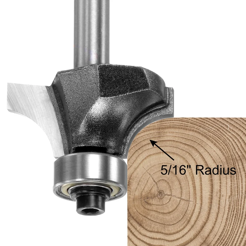 Roundover Router Bit 1/4 Shank 5/16" Radius Carbide Tipped Woodworking Tool