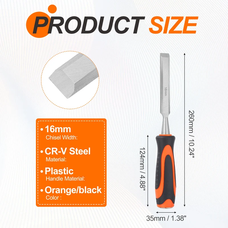 Wood Chisel 5/8" CR-V Steel Beveled Edge Blade Wood Woodworking Tools