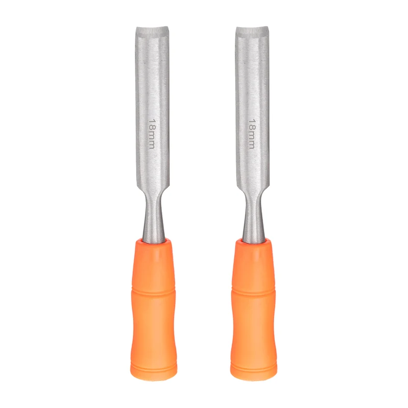 2pcs Wood Chisel 11/16" Outer Beveled Edge Blade Flat Chisel with Handle
