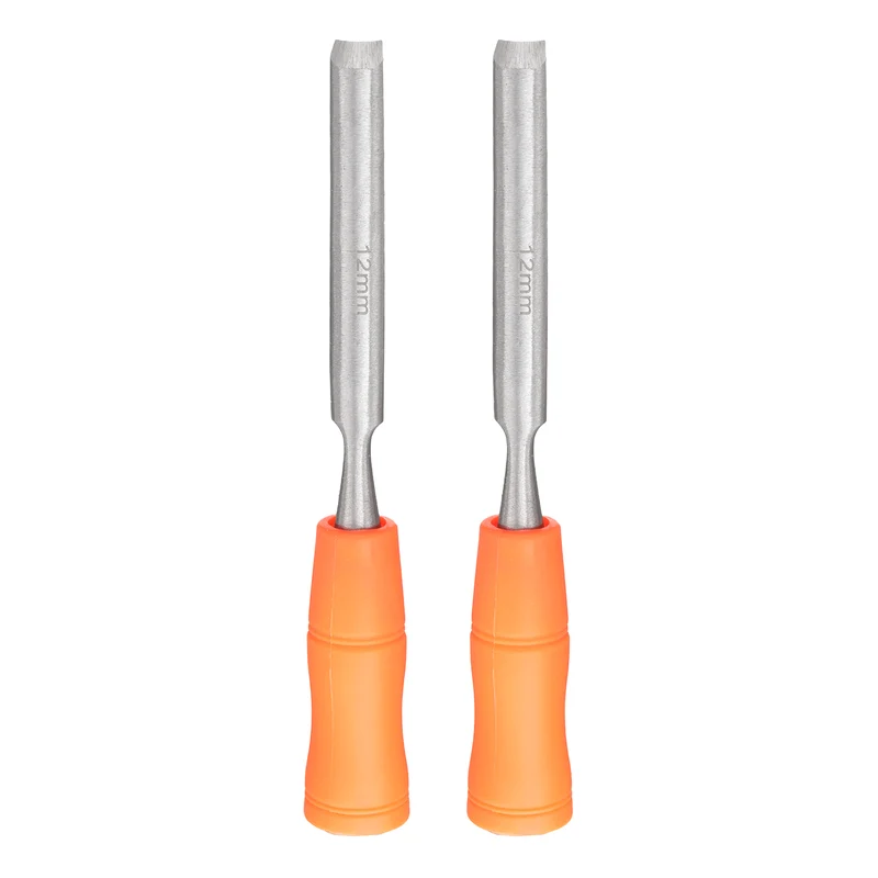 2pcs Wood Chisel 1/2" Outer Beveled Edge Blade Flat Chisel with Handle