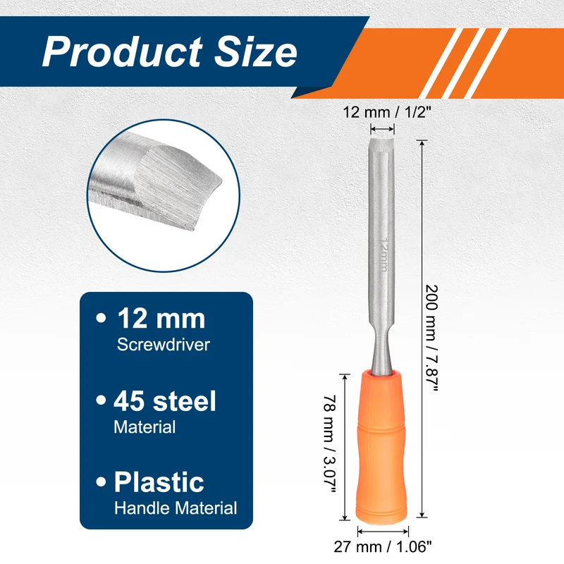 2pcs Wood Chisel 1/2" Outer Beveled Edge Blade Flat Chisel with Handle