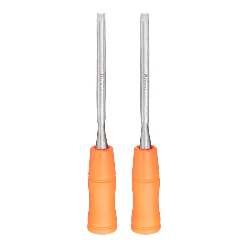 2pcs Wood Chisel 1/4" Outer Beveled Edge Blade Flat Chisel with Handle