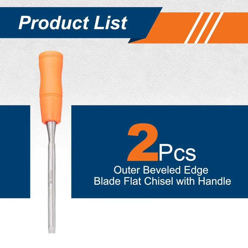 2pcs Wood Chisel 1/4" Outer Beveled Edge Blade Flat Chisel with Handle