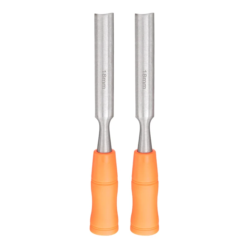 2pcs Wood Chisel 11/16" Inner Beveled Edge Blade Flat Chisel with Handle