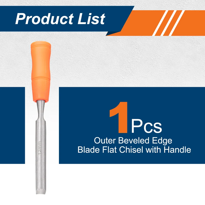 Wood Chisel 1/2" Outer Beveled Edge Blade Flat Chisel with Handle