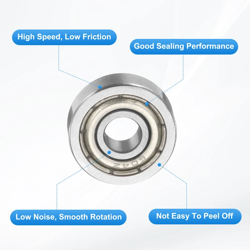 604ZZ 4x12x4mm Deep Groove Ball Bearing, 8Pcs Metal Sealed Industrial Bearing