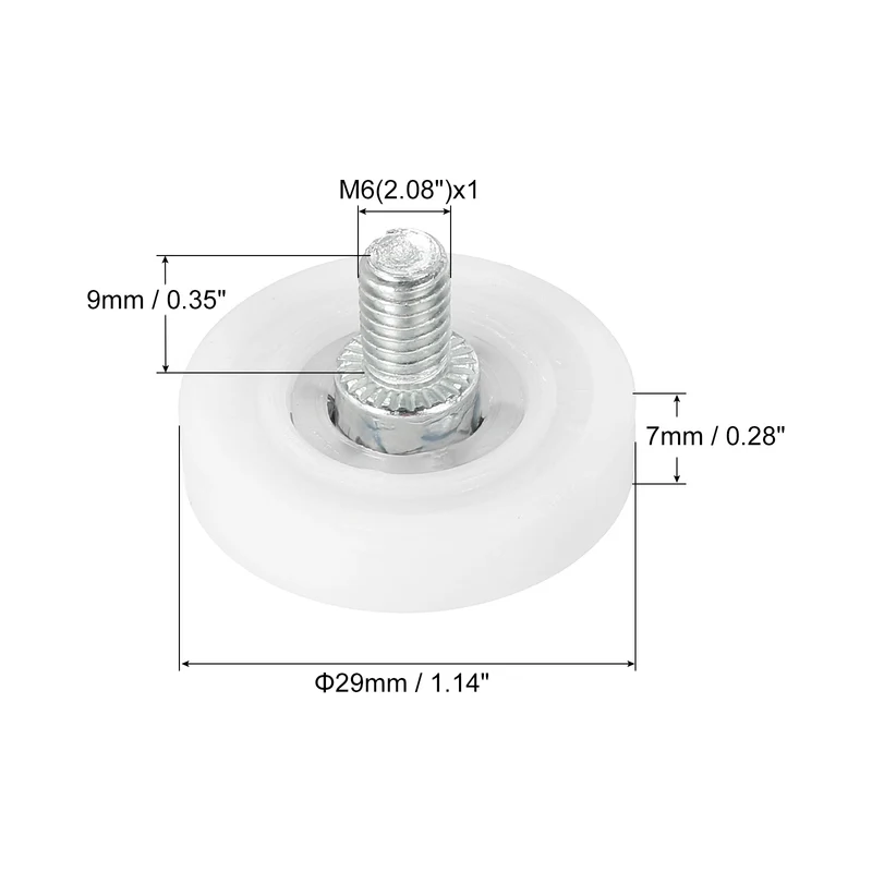 10Pack 29mm Drawer Rollers Plastic Drawer Pulley Bearing Small Pulley with Nuts