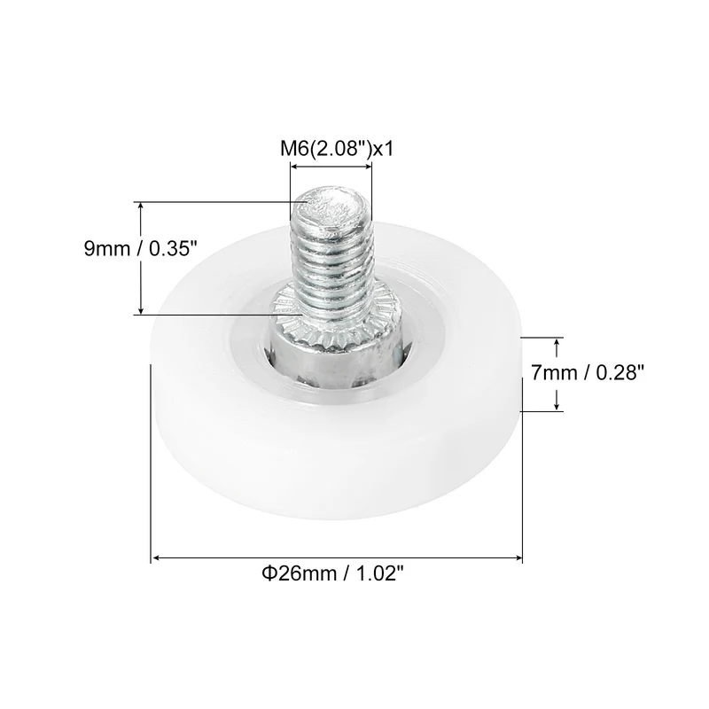 10Pack 26mm Drawer Rollers Plastic Drawer Pulley Bearing Small Pulley with Nuts